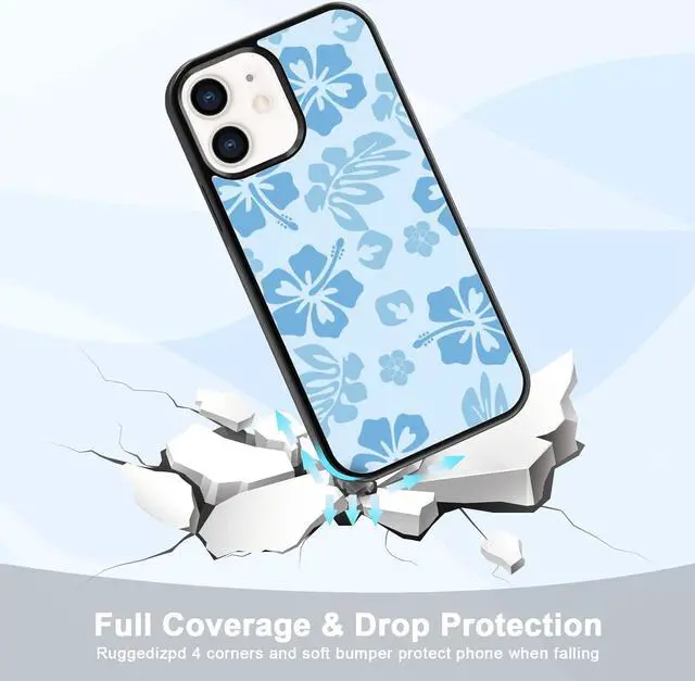 Alt view image 3 of 7 - Blue Hibiscus Phone Case Compatible with iPhone 12/12 Pro 6.1 Inch - Shockproof Protective TPU Cute Flower Printed iPhone Case Designed for iPhone 12 Case for Men Girls Women