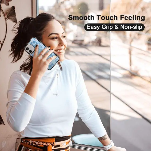 Alt view image 5 of 7 - Blue Hibiscus Phone Case Compatible with iPhone 12/12 Pro 6.1 Inch - Shockproof Protective TPU Cute Flower Printed iPhone Case Designed for iPhone 12 Case for Men Girls Women