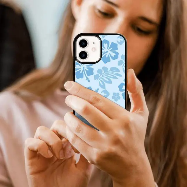 Alt view image 6 of 7 - Blue Hibiscus Phone Case Compatible with iPhone 12/12 Pro 6.1 Inch - Shockproof Protective TPU Cute Flower Printed iPhone Case Designed for iPhone 12 Case for Men Girls Women