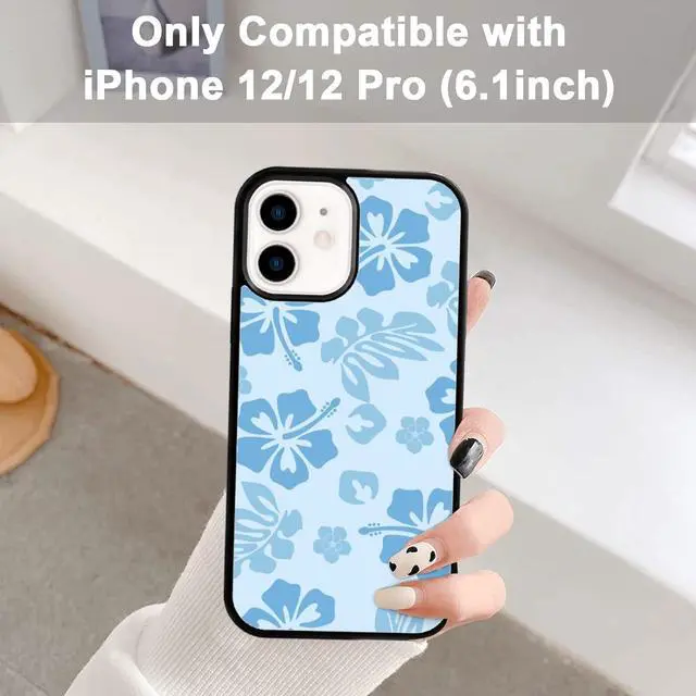 Alt view image 7 of 7 - Blue Hibiscus Phone Case Compatible with iPhone 12/12 Pro 6.1 Inch - Shockproof Protective TPU Cute Flower Printed iPhone Case Designed for iPhone 12 Case for Men Girls Women