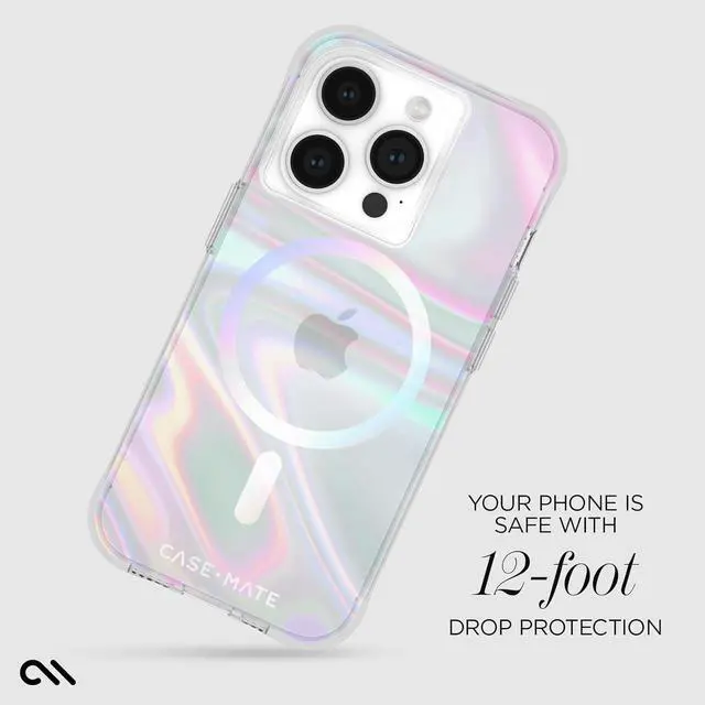 Alt view image 3 of 7 - Case-Mate iPhone 15 Pro Case - Soap Bubble [12ft Drop Protection] [Compatible with MagSafe] Magnetic Cover with Iridescent Swirl Effect for iPhone 15 Pro 6.1", Slim, Shockproof, Anti-Scratch Tech