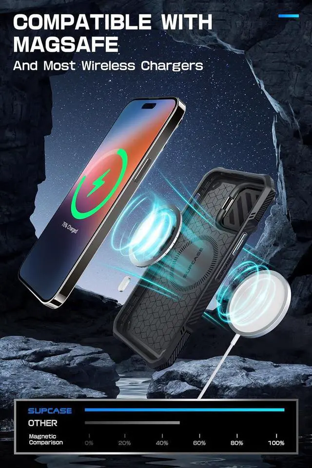 Alt view image 5 of 7 - SUPCASE for iPhone 14/13 Pro Max Case with Camera Cover Stand, Tilt | Compatible with MagSafe, Military-Grade Protection, Heavy Duty Shockproof, Precise Fit, Unicorn Beetle Pro Mag XT