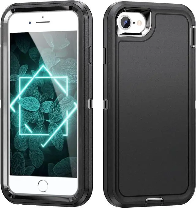 Alt view image 2 of 7 - iPhone SE 2020 Case for Men, Hybrid Drop Test Heavy Duty Durable Shockproof Slim Fit Protective Phone Cover for iPhone SE 2020/iPhone 7/iPhone 8/iPhone SE 3 2022,Black