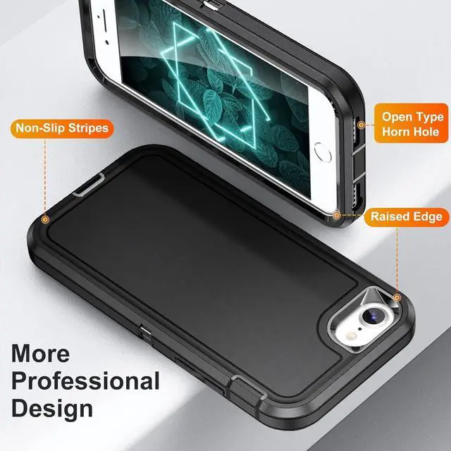 Alt view image 3 of 7 - iPhone SE 2020 Case for Men, Hybrid Drop Test Heavy Duty Durable Shockproof Slim Fit Protective Phone Cover for iPhone SE 2020/iPhone 7/iPhone 8/iPhone SE 3 2022,Black