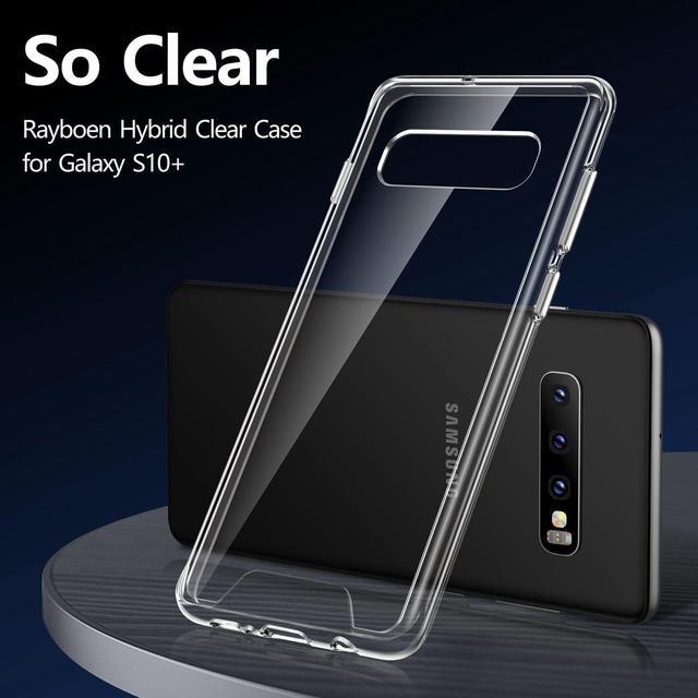 Alt view image 3 of 7 - Rayboen Case for Galaxy S10 Plus, Crystal Clear Designed Shockproof Protection Phone Case, Transparent Hard PC Back Flexible TPU Sleek Light and Durable Cover for Samsung Galaxy S10 Plus