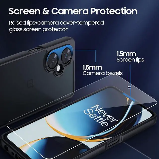 Alt view image 2 of 7 - for OnePlus Nord N30 5G Case with Glass Screen Protector, Non-Yellowing Crystal Clear Shockproof Bumper Case, Slim Thin Yet Military Grade Drop Proof Phone Cover