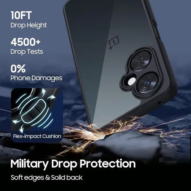 Alt view image 3 of 7 - for OnePlus Nord N30 5G Case with Glass Screen Protector, Non-Yellowing Crystal Clear Shockproof Bumper Case, Slim Thin Yet Military Grade Drop Proof Phone Cover