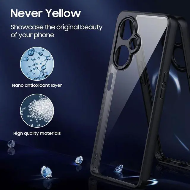 Alt view image 4 of 7 - for OnePlus Nord N30 5G Case with Glass Screen Protector, Non-Yellowing Crystal Clear Shockproof Bumper Case, Slim Thin Yet Military Grade Drop Proof Phone Cover