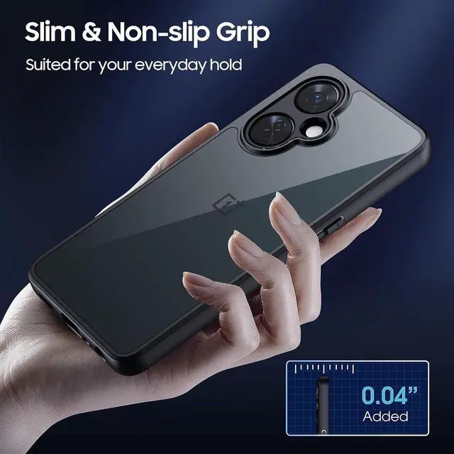 Alt view image 5 of 7 - for OnePlus Nord N30 5G Case with Glass Screen Protector, Non-Yellowing Crystal Clear Shockproof Bumper Case, Slim Thin Yet Military Grade Drop Proof Phone Cover