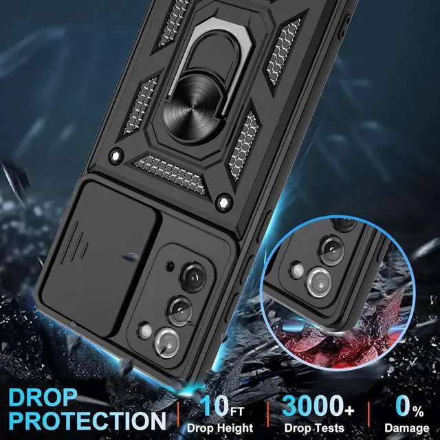 Alt view image 5 of 7 - Compatible with Samsung Galaxy Note 20 5G Case,Samsung Note 20 Case with HD Screen Protector with Slide Camera Cover, 360°Rotation Ring Kickstand [Military Grade] Case for Galaxy Note 20,Black
