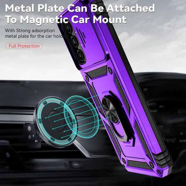 Alt view image 2 of 6 - for Galaxy A14 5G Phone Case,Galaxy A14 5G Case,with Screen Protectors and Camera Cover,[Military Grade] 16ft.Drop Tested Cover with Magnetic Kickstand Protective Case for Samsung A14 5G, Purple