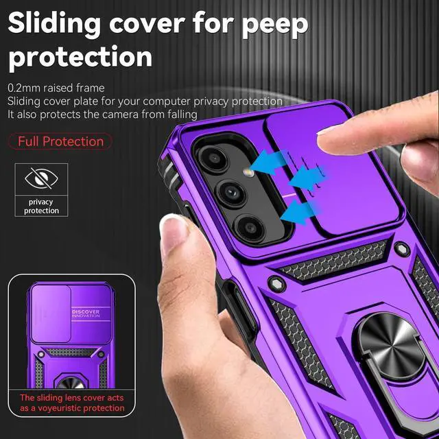 Alt view image 3 of 6 - for Galaxy A14 5G Phone Case,Galaxy A14 5G Case,with Screen Protectors and Camera Cover,[Military Grade] 16ft.Drop Tested Cover with Magnetic Kickstand Protective Case for Samsung A14 5G, Purple