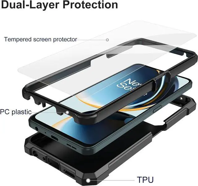 Alt view image 3 of 7 - Ailiber for OnePlus Nord N30 Phone Case, One Plus N30 5G Case with Screen Protector Tempered Glass, 2 Layer Structure Protection, Shockproof Corner TPU Bumper, Slim Silicone Cover for Plus 1 N30-Black