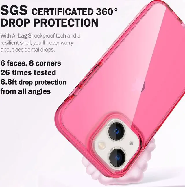 Alt view image 3 of 6 - ArtsEvo Designed for iPhone 14 Case and iPhone 13 Case, 6.6ft Drop Protection, Full Body Screen Camera Protective Phone Case,Hot Pink