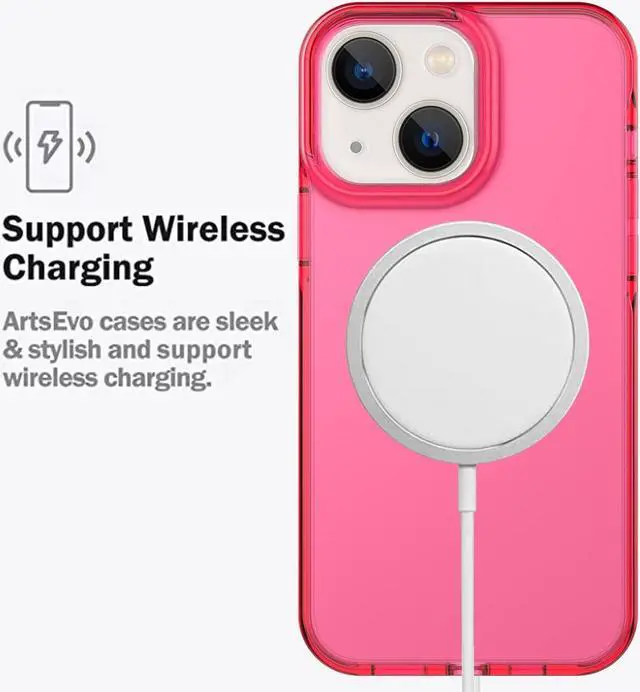 Alt view image 5 of 6 - ArtsEvo Designed for iPhone 14 Case and iPhone 13 Case, 6.6ft Drop Protection, Full Body Screen Camera Protective Phone Case,Hot Pink