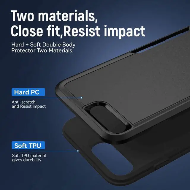 Alt view image 4 of 6 - for iPhone 7/8 Plus Case, with HD Screen Protector,[Military Grade Drop Tested] Heavy-Duty Tough Rugged Shockproof Protective Phone Case for iPhone 7/8 Plus 5.5, Black