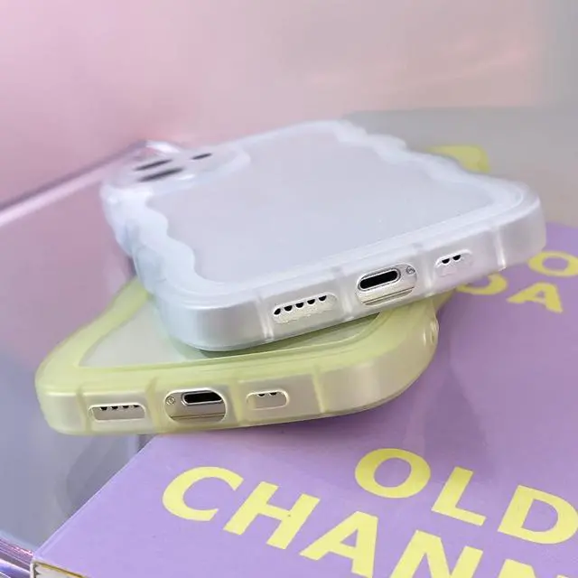 Alt view image 5 of 7 - Compatible with iPhone 12 Mini Clear Case,Cute Solid Color Curly Wave Frame Transparent Soft Silicone Anti-Scratch Shockproof Protective Slim Case for Women Girls-Pink