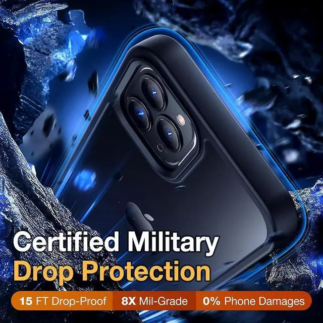 Alt view image 3 of 6 - for iPhone 12 Pro Max Phone Case, Shockproof for Phone 12 Pro Max Case, Military Grade Drop Protection, Protective Hard Back Slim Translucent Case for iPhone 12Pro Max 6.7'', Frosted Black