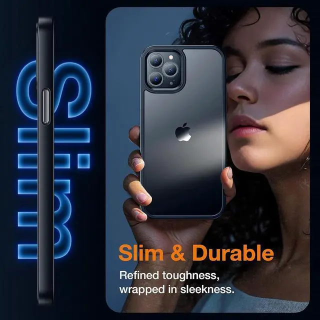 Alt view image 4 of 6 - for iPhone 12 Pro Max Phone Case, Shockproof for Phone 12 Pro Max Case, Military Grade Drop Protection, Protective Hard Back Slim Translucent Case for iPhone 12Pro Max 6.7'', Frosted Black