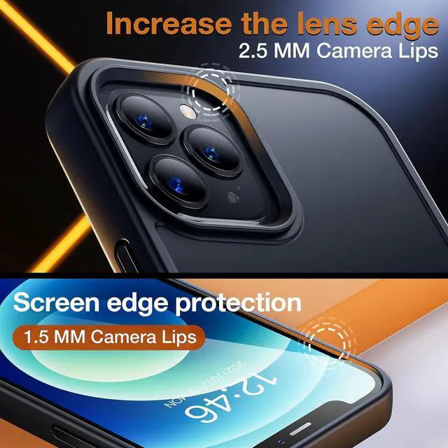 Alt view image 5 of 6 - for iPhone 12 Pro Max Phone Case, Shockproof for Phone 12 Pro Max Case, Military Grade Drop Protection, Protective Hard Back Slim Translucent Case for iPhone 12Pro Max 6.7'', Frosted Black