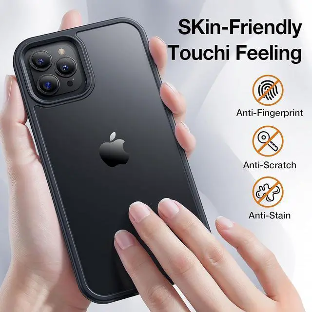 Alt view image 6 of 6 - for iPhone 12 Pro Max Phone Case, Shockproof for Phone 12 Pro Max Case, Military Grade Drop Protection, Protective Hard Back Slim Translucent Case for iPhone 12Pro Max 6.7'', Frosted Black