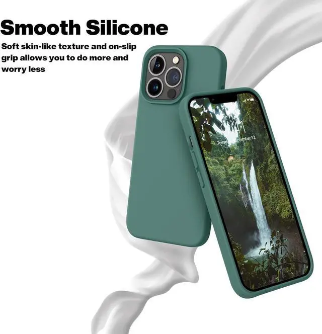 Alt view image 2 of 7 - OTOFLY Designed for iPhone 13 Pro Max Case, Silicone Shockproof Slim Thin Phone Case for iPhone 13 ProMax Case 6.7 inch (Midnight Green)