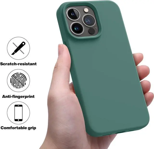 Alt view image 6 of 7 - OTOFLY Designed for iPhone 13 Pro Max Case, Silicone Shockproof Slim Thin Phone Case for iPhone 13 ProMax Case 6.7 inch (Midnight Green)