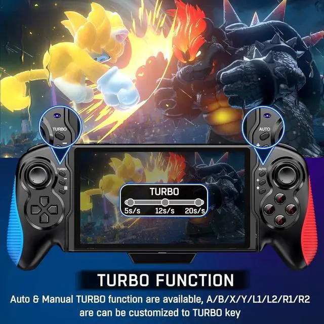 Alt view image 2 of 7 - Gammeefy Switch Controller for Switch/OLED, One-Piece Joypad Controller Replacement for Switch Pro Controller, Switch Controllers Remote with Adjustable TURBO and Dual Motor Vibration