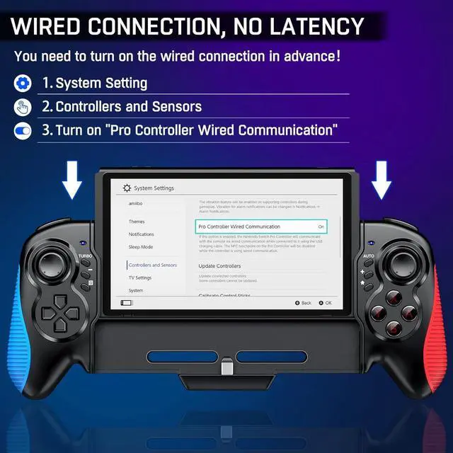 Alt view image 6 of 7 - Gammeefy Switch Controller for Switch/OLED, One-Piece Joypad Controller Replacement for Switch Pro Controller, Switch Controllers Remote with Adjustable TURBO and Dual Motor Vibration