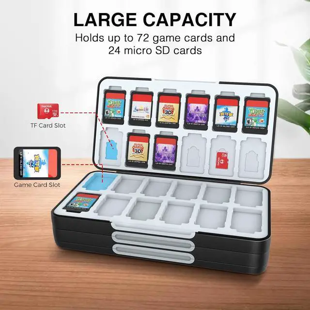 Alt view image 2 of 7 - HEIYING Game Card Case for Nintendo Switch and Switch OLED,Customized Pattern Nintendo Switch Lite Game Card Storage Case with 72 Game Card Slots and 24 Micro SD Card Slots.
