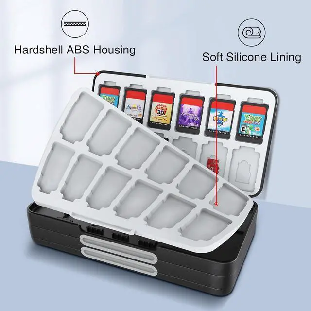 Alt view image 4 of 7 - HEIYING Game Card Case for Nintendo Switch and Switch OLED,Customized Pattern Nintendo Switch Lite Game Card Storage Case with 72 Game Card Slots and 24 Micro SD Card Slots.