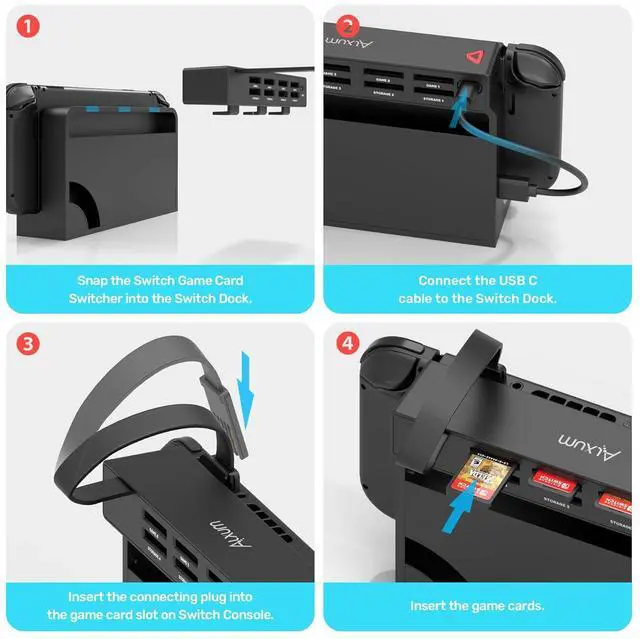Alt view image 5 of 7 - Alxum Switch Game Card Reader, 8 in1 Switch Game Card Holder Multi Switcher