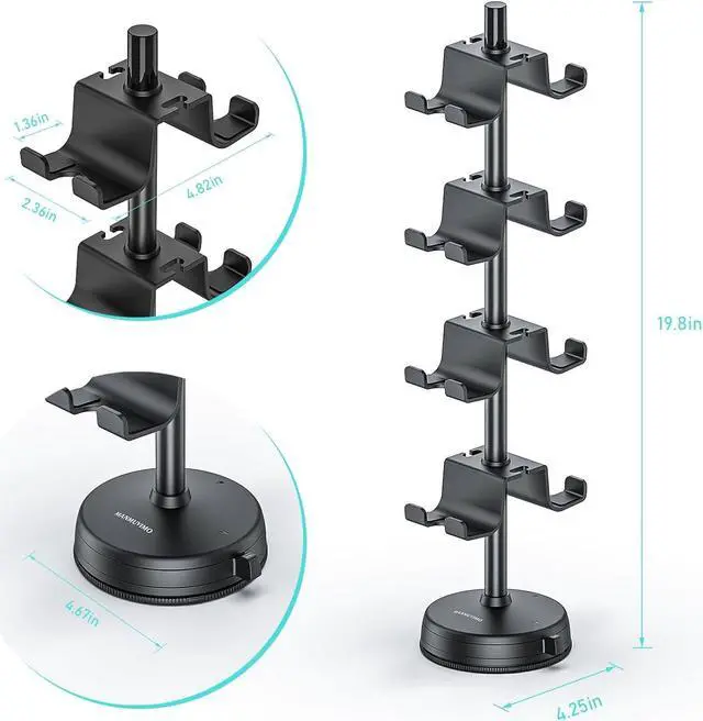 Alt view image 2 of 7 - Headphone Controller Storage Holder for Desk 4 Tiers with Anti-Slip Stable Suction Cup, Controller Holder, Universal Gaming Desk Accessories for PS5/PS4/Xbox Series/Xbox One/Switch Pro