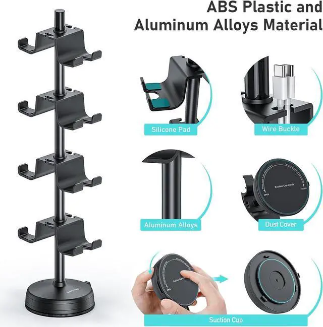 Alt view image 5 of 7 - Headphone Controller Storage Holder for Desk 4 Tiers with Anti-Slip Stable Suction Cup, Controller Holder, Universal Gaming Desk Accessories for PS5/PS4/Xbox Series/Xbox One/Switch Pro