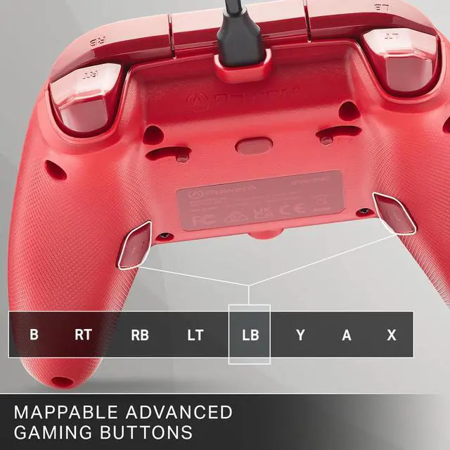 Alt view image 3 of 7 - PowerA Advantage Wired Controller for Xbox Series X|S - Red, Xbox Controller with Detachable 10ft USB-C Cable, Mappable Buttons, Trigger Locks and Rumble Motors, Officially Licensed for Xbox