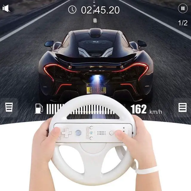 Alt view image 4 of 5 - Mario Kart Racing Wheel and Zapper Light Gun for Wii Wii U (Pack of 2, White)