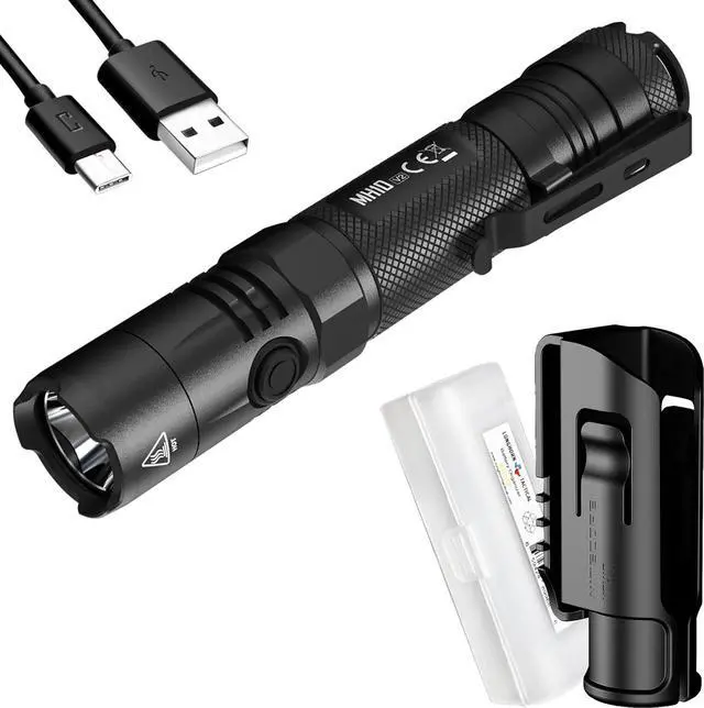 Main image of Nitecore MH10 v2 Rechargeable Flashlight, 1200 Lumen LED USB-C Fast Charging Side Switch Compact for EDC Pocket Carry with LumenTac Organizer