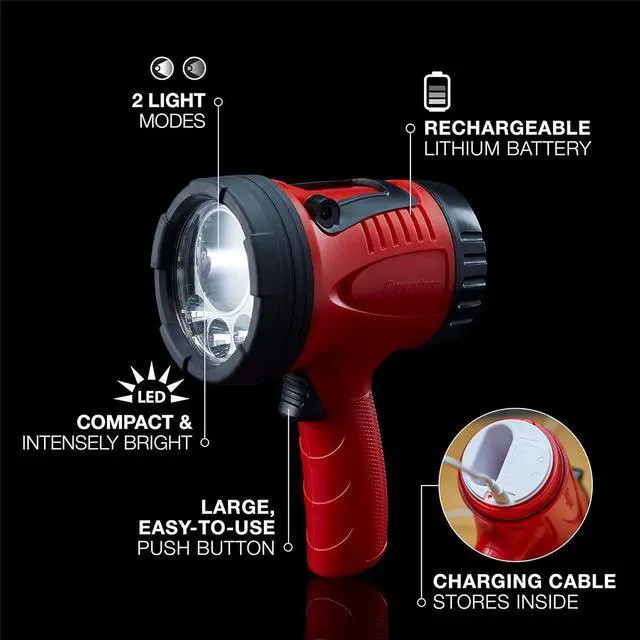 Alt view image 2 of 7 - Energizer LED Portable Spotlight, Rechargeable Spotlight Flashlight for Tough Work Environments and DIY Projects, Flash Light with Micro-USB Cable Included, Pack of 1, Red