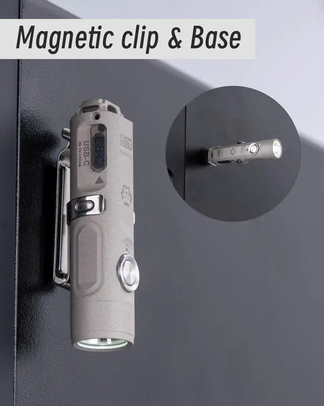 Alt view image 5 of 6 - RovyVon A3 Pro G4 USB-C Rechargeable 7000K EDC Flashlight, 650 High Lumen Ultra Bright with Cool White, Momentary On, Lock Mode, Gift for Pocket Outdoor(Marble Surface)