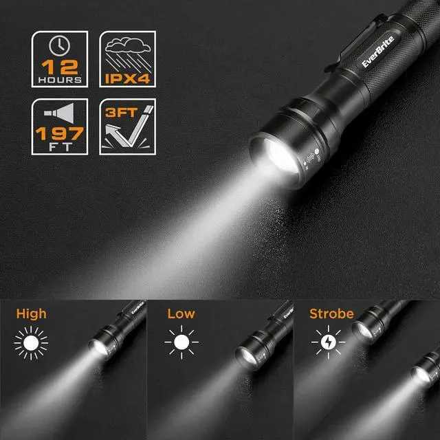 Alt view image 2 of 7 - EverBrite 2-Pack 150 Lumens Super Small Mini LED Flashlight, Zoomable Flashlight with Lanyard&Clip, 3 Modes, IPX4 Waterproof, for Camping Hiking, Emergency, EDC, Survival Use, 2 AA Batteries Included