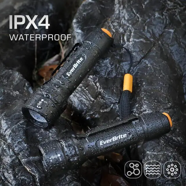 Alt view image 6 of 7 - EverBrite 2-Pack 150 Lumens Super Small Mini LED Flashlight, Zoomable Flashlight with Lanyard&Clip, 3 Modes, IPX4 Waterproof, for Camping Hiking, Emergency, EDC, Survival Use, 2 AA Batteries Included