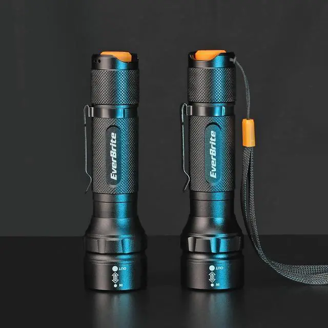 Alt view image 7 of 7 - EverBrite 2-Pack 150 Lumens Super Small Mini LED Flashlight, Zoomable Flashlight with Lanyard&Clip, 3 Modes, IPX4 Waterproof, for Camping Hiking, Emergency, EDC, Survival Use, 2 AA Batteries Included