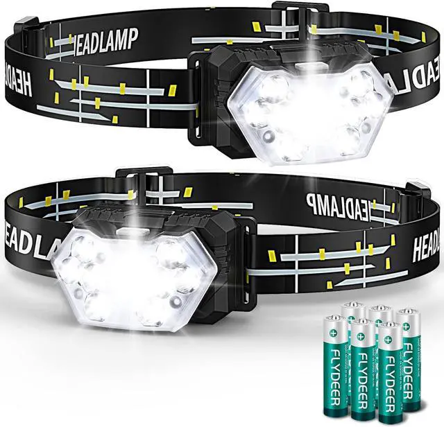 Main image of 9 LED Headlamp 2000 Lumens 2 Pack, Super Bright Head Lamp with 6 AAA Batteries, 6 Modes, Lightweight and Adjustable, IPX5 Waterproof Headlight for Kids Adults Camping, Outdoor, Running