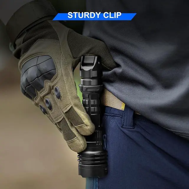 Alt view image 5 of 7 - T1 Tactical Flashlights 2000 High Lumens, Rechargeable Flashlight 498 Meters Long Beam Distance, Handheld Flash Light with Tactical Tail Button for Tactical Gear, Suvival, Emergencies, Outdoor