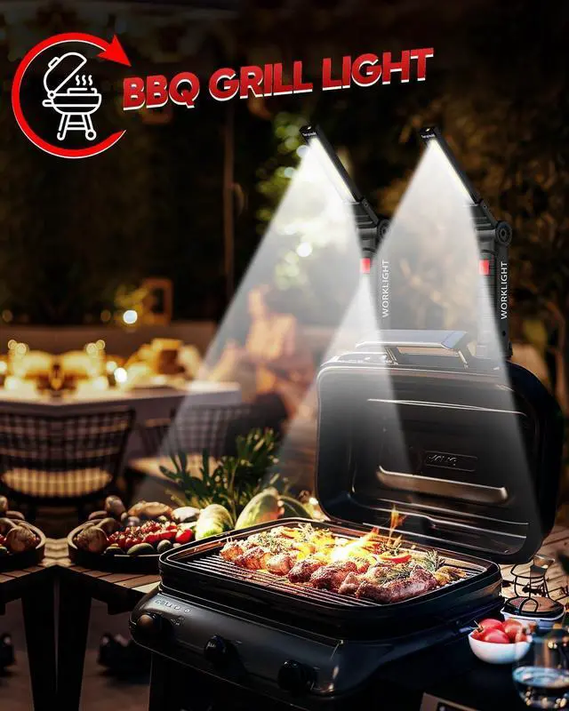 Alt view image 7 of 7 - Coquimbo Tool Gifts for Men, Rechargeable LED Work Light Grill Light with Magnetic Base 5 Modes 360° Rotate (2Pack Black)