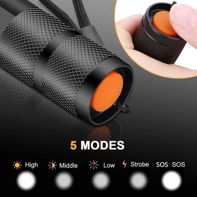 Alt view image 2 of 6 - Tactical Flashlight 5 Pack Tac Light Torch Flashlight Tactical Flashlight Brightest LED Flashlight with 5 Modes Adjustable Waterproof Flashlight for Biking Camping