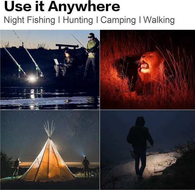 Alt view image 4 of 7 - BUYSIGHT Rechargeable Spotlight Flashlight, TURE 800 lumens IPX7 Waterproof Flashlight Hunting Lamp with red Filter (Black)