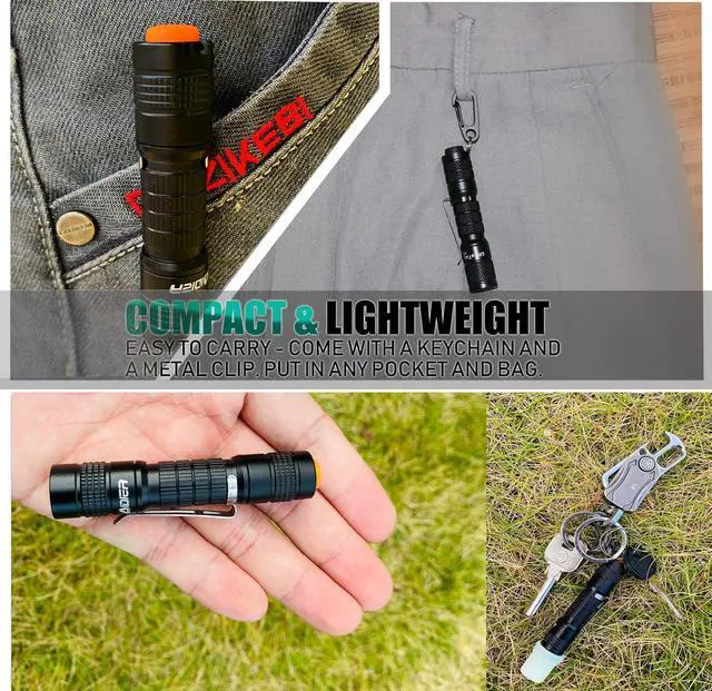 Alt view image 2 of 6 - 4 Pack Ultra Bright Compact EDC Keychain LED Flashlight 180lm Pocket Flashlight with Battery IPX7 Waterproof Tail Switch Flashlights for Camping, Hiking, Outdoor Activity Emergency Lighting