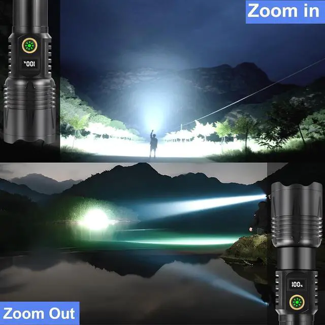 Alt view image 4 of 7 - Flashlights Rechargeable High Lumens, Ultra Powerful LED 250000 Lumens Super Bright Tactical Flashlight High Power Handheld Flash Light Waterproof Zoomable 5 Modes for Camping, Emergency, Home