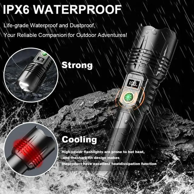 Alt view image 7 of 7 - Flashlights Rechargeable High Lumens, Ultra Powerful LED 250000 Lumens Super Bright Tactical Flashlight High Power Handheld Flash Light Waterproof Zoomable 5 Modes for Camping, Emergency, Home